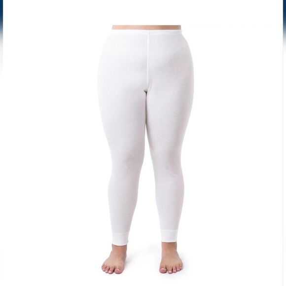 White Fruit of the Loom Women's Eversoft Waffle Thermal Top and bottom Size XXXL - Picture 8 of 9